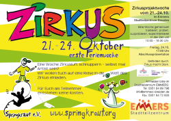 Flyer zur Herbstferien Zirkuswoche im Emmers